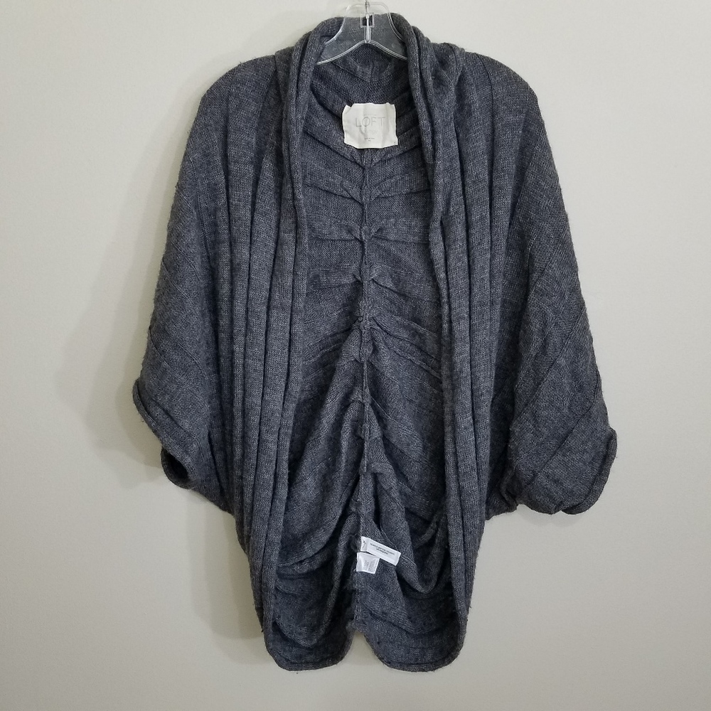 LOFT Lounge Gray Open Cardigan Dolan Sleeves